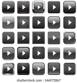 Set of arrow square black buttons for website or app. Vector eps10.