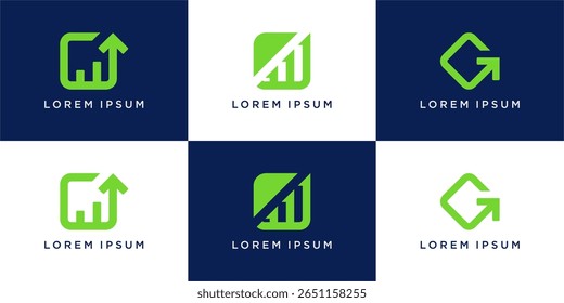 Set von Pfeil quadratischen Logo-Design mit Linie