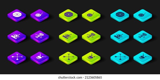 Set Arrow with sucker tip, Drum drum sticks, Robot toy, Yoyo and Basketball ball icon. Vector