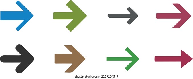 Stellen Sie die Pfeilsymbol-Symbolrichtung ein. Positionsanzeigezeichen. Bogenwinkel. Computer-Symbole Pfeil. Gepunktete Pfeile.