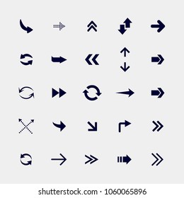 set of arrow vector icon illustration. direction arrow icon. repeat arrow icon,