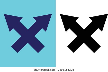 Set of arrow vector icons. Blue and black arrow collection. Vector icons of arrows and pointers. Vector isolated on white and blue background. 