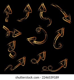 Set of arrow vector icons in crayon style can be used for business plan,education,design elements and more