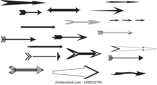 set of Arrow vector, illustration of black arrow.