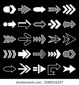 Set of arrow vector on dark background