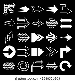 Set of arrow vector on dark background