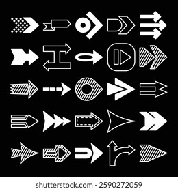 Set of arrow vector on dark background