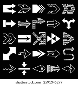 Set of arrow vector on dark background