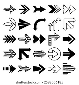 Set of arrow vector on white background