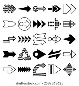 Set of arrow vector on white background