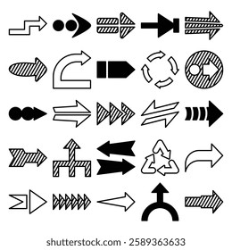 Set of arrow vector on white background