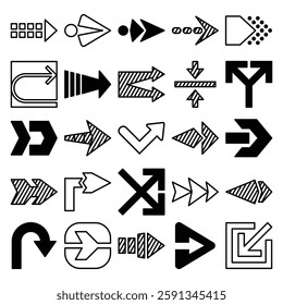 Set of arrow vector on white background
