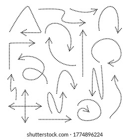 Set of arrow vectors drawn by hand on a white background. Vector illustration of element design.
