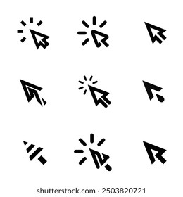 Set of arrow web cursor icons isolated on white background. 