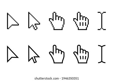 Set arrow web cursors, arrows mouse. Vector illustration