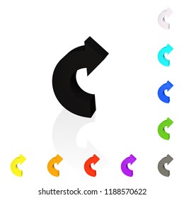 Set of arrows. 3D. The direction of rotation. Vector illustration
