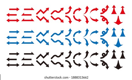 Set of arrows against white background