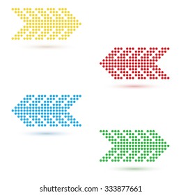 Set of arrows in all directions, colored arrows, colored arrows on a white background. Vector illustration
