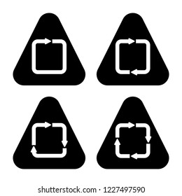 set of arrows along the contour of the square on the background of a black triangle