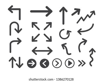 Set of arrows. Arrow icon on white background. Vector illustration.