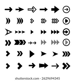 Set of arrows big black icons, arrow icon, modern simple arrows, arrow vector collection cursor