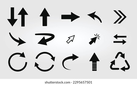 set of arrows black arrow set icons modern simple arrows circle arrow icon recycle icon