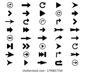 SET OF ARROWS BLACK ICON, VECTOR ILLUSTRATION 