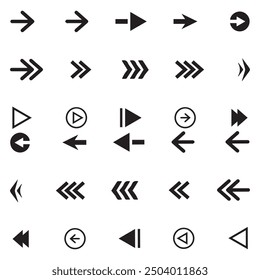 Set of arrows black icons. Circle arrows, rotate arrow, spinning loading symbol. Circular rotation loading elements, redo process. Vector Illustration. nice button curve direction design. EPS format.