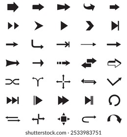 Set of arrows black icons. Circle arrows, rotate arrow, spinning loading symbol. Circular rotation loading elements, redo process. Vector Illustration. nice button curve direction design. EPS format.