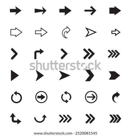 Set of arrows black icons. Circle arrows, rotate arrow, spinning loading symbol. Circular rotation loading elements, redo process. Vector Illustration. nice button curve direction design. EPS format.