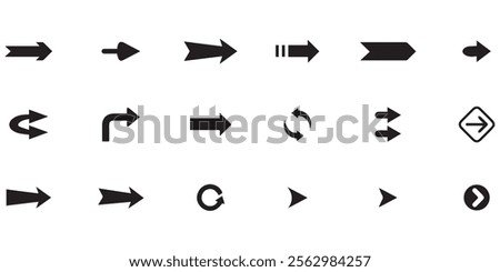 Set of arrows black icons. Circle arrows, rotate arrow, spinning loading symbol. Circular rotation loading elements, redo process. Vector Illustration. nice button curve direction design. EPS format.