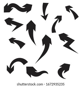 Set  arrows 
Black isolated on white background.