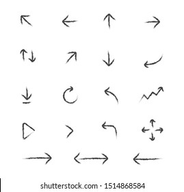 Set of arrows. Brush stroke arrow. Vector illustration.