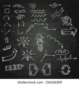 set of arrows chalk on a blackboard. EPS 10
