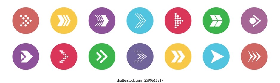Set of arrows collection in circles. Simple arrow big set. Vector illustration