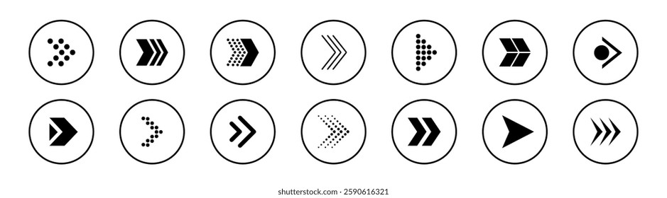 Set of arrows collection in circles. Simple arrow big set. Vector illustration