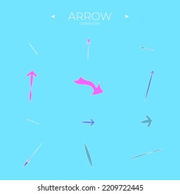 Set of arrows. Collection in color. Abstract minimalistic patterns. For website design. Vector navigation