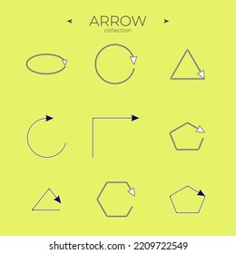 Set of arrows. Collection in color. Abstract minimalistic patterns. Symbol set. Vector illustration