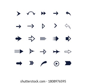 Set of arrows. Collection of different styles. Vector illustration.