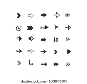 Set of arrows. Collection of different styles. Vector illustration.