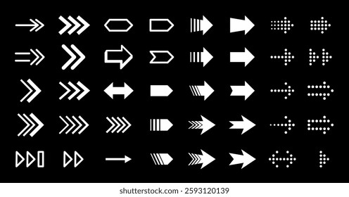 Set of arrows. Collection of various arrows, cursors, pointers. Dot arrow vector set. points arrow collection of direction arrows. Information pointers. Modern simple vector arrows