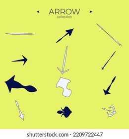 Set of arrows. Colorful comic arrow. With elegant style. Symbol set. Vector illustration