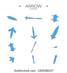 Set of arrows. Arrows colorful set. Direction arrows. Curly and wave orientation. Vector navigation