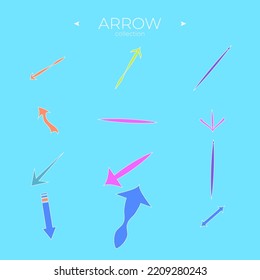 Set of arrows. Arrows colorful set. With elegant style. Symbol set. Vector illustration
