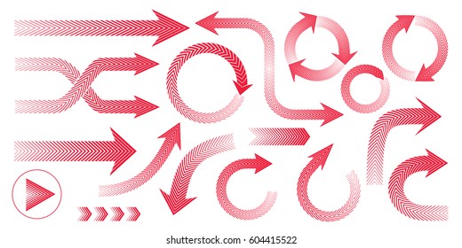 Set of arrows from corner elements. Isolated on background.