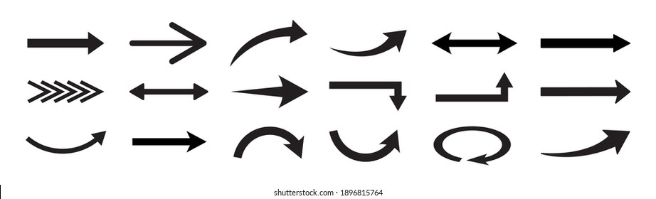 Set of arrows, arrows different. Arrow icon. Vector illustration.