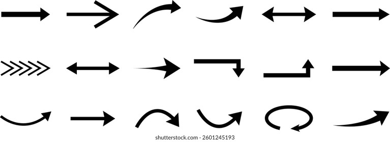 Set of arrows, arrows different. Arrow icon. Vector illustration.