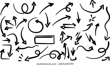 Set of arrows, arrows different. Arrow icon. Vector illustration.