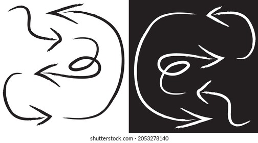 
Set of arrows. Different black and white arrow icons. Arrows set. Arrow icon. Vector icon. Arrows vector collection. Isolated on white and black background.