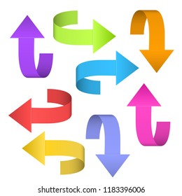Set of Arrows Different Color and Direction. Vector Isolated.